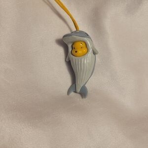Gray Whale Pendant Charm with Yellow Accent - Pets Fish